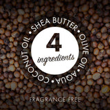 Friendly Ansiktssåpe Shea Butter 95 gram i naturlige ingredienser, med tekst som viser 4 ingredienser