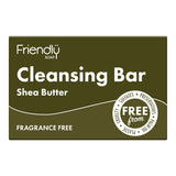 Friendly Soap Ansiktssåpe Shea Butter 95 gram i mørkegrønn emballasje, med "Free from" sirkel på høyre side