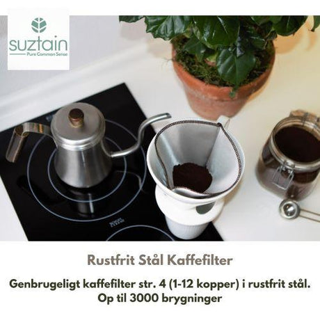 Greengenius gjenbrukbart kaffefilter størrelse 4 - Rustfritt stål - Suztain.no 