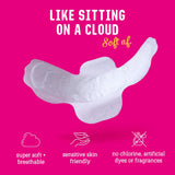 FLO økologiske nattbind medium flow, supermykt og hudvennlig på rosa bakgrunn