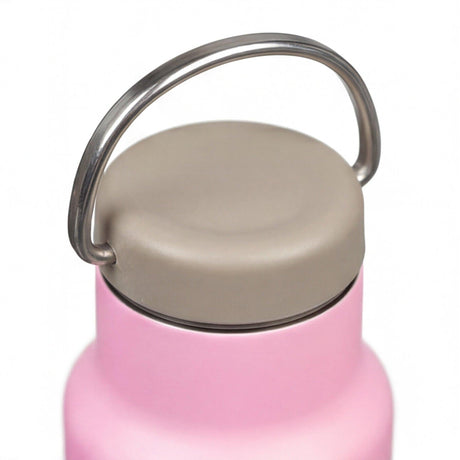 Klean Kanteen Isoleret Classic 355 ml Lotus i rustfritt stål, nærbilde av flaskehals og lokk med hank