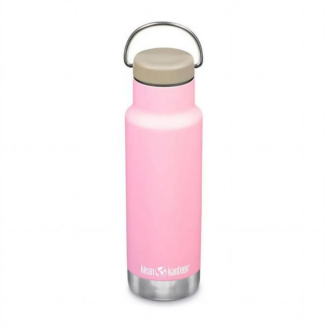 Klean Kanteen Isoleret Classic 355 ml Lotus i rustfritt stål, sett forfra med lokk og hank Suztain.no