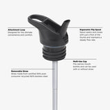 Klean Kanteen Classic drikkeflaske lokk med ergonomisk tut og avtakbart sugerør i rustfritt stål