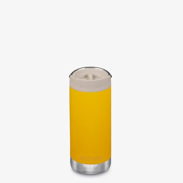 Klean Kanteen 355ml termokopp TKWide Marigold i rustfritt stål, sett forfra med lokket synlig Suztain.no