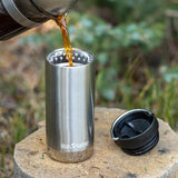 Klean Kanteen TKWide termokopp 355ml i rustfritt stål, kaffe helles i, lokket ligger ved siden av