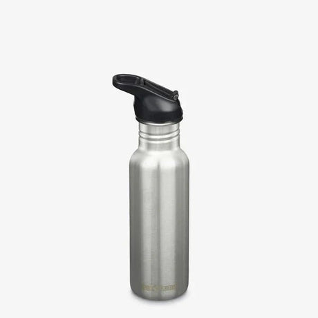Klean Kanteen Classic Drikkeflaske 532ml Brushed Stainless i rustfritt stål, sett forfra med sugerørhette