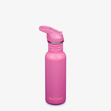 Klean Kanteen Classic 532 ml drikkeflaske i rustfritt stål med drikketut og sugerør, farge Rose Violet