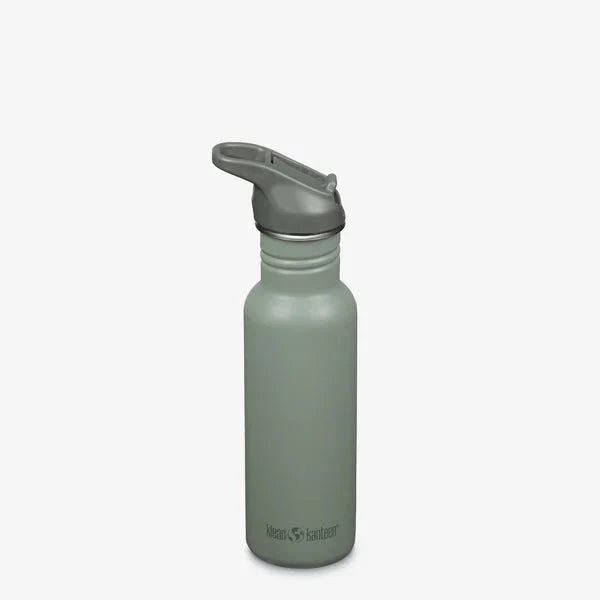 Klean Kanteen 532ml Classic Drikkeflaske Sea Spray i rustfritt stål med grått sugerørslokk, sett forfra