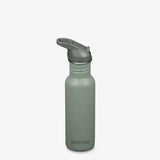 Klean Kanteen 532ml Classic Drikkeflaske Sea Spray i rustfritt stål med grått sugerørslokk, sett forfra