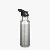 Klean Kanteen Classic drikkeflaske 800ml Brushed Stainless i rustfritt stål, med svart sportslokk