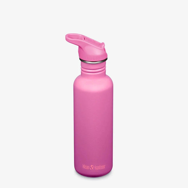 Klean Kanteen Classic 800 ml drikkeflaske i rustfritt stål med drikketut og sugerør, farge Rose Violet Suztain.no