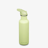 Klean Kanteen Classic 800 ml drikkeflaske i rustfritt stål med drikketut og sugerør, farge Shadow Lime
