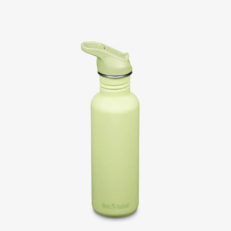 Klean Kanteen Classic 800 ml drikkeflaske i rustfritt stål med drikketut og sugerør, farge Shadow Lime