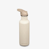 Klean Kanteen Classic 800 ml drikkeflaske i rustfritt stål med drikketut og sugerør, farge White Cap Gray