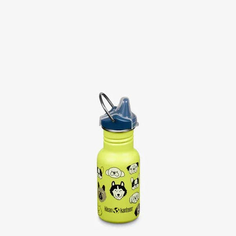 Klean Kanteen Drikkeflaske Barn 355ml Classic Sippy Cap Dogs i rustfritt stål, sett fra siden