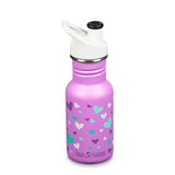 Klean Kanteen Drikkeflaske Barn 355ml Klassisk m/ Sportshette - Orchid Hearts - Suztain.no 