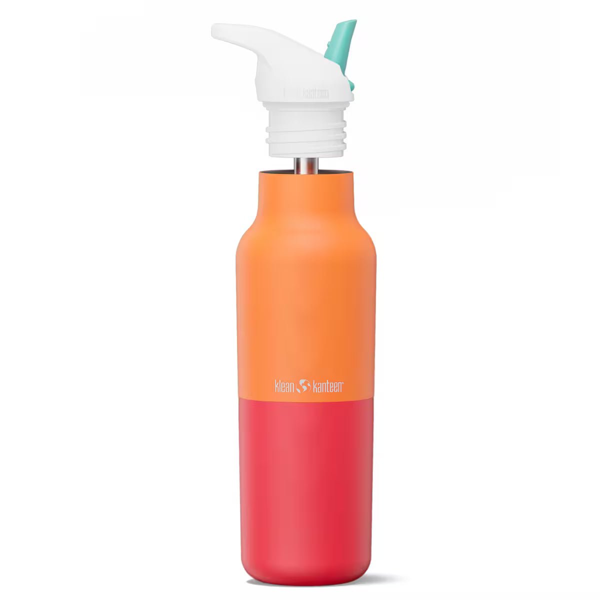 Klean Kanteen isolert drikkeflaske 473 ml Marigold Kaleidoscope i rustfritt stål, med sportstopp delvis skrudd av