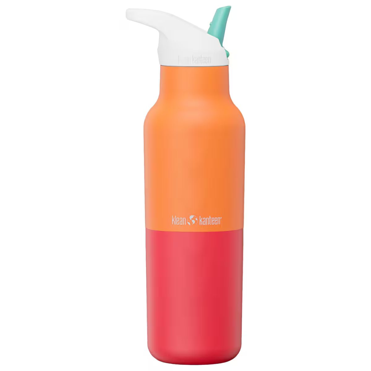 Klean Kanteen isolert drikkeflaske 473 ml Marigold Kaleidoscope i rustfritt stål, sett forfra med hvit sportstopp