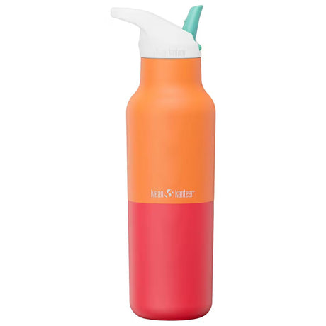 Klean Kanteen isolert drikkeflaske 473 ml Marigold Kaleidoscope i rustfritt stål, sett forfra med hvit sportstopp