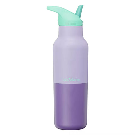 Klean Kanteen drikkeflaske 473 ml Orchid Kaleidoscope i rustfritt stål med mintgrønn kork, sett forfra