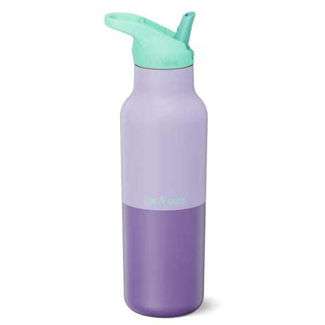 Klean Kanteen drikkeflaske 473 ml i lilla og mint farger med sportstut for hverdagsbruk