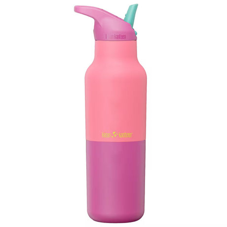 Klean Kanteen isolert drikkeflaske 473 ml i Pink Lemonade Kaleidoscope farger, sett fra siden på hvit bakgrunn