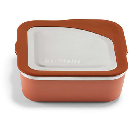 Klean Kanteen matboks 680 ml Autumn Glaze i rustfritt stål og silikon, sett fra siden med lokket på