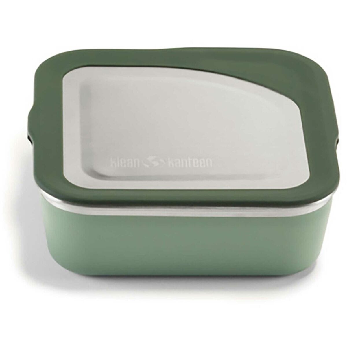 Klean Kanteen matboks 680 ml Sea Spray i rustfritt stål og silikon, sett fra siden med lokket på