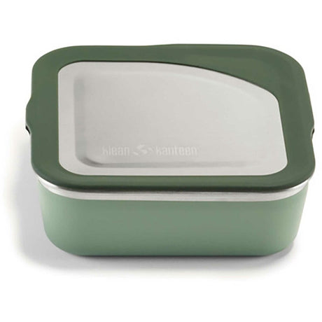 Klean Kanteen matboks 680 ml Sea Spray i rustfritt stål og silikon, sett fra siden med lokket på
