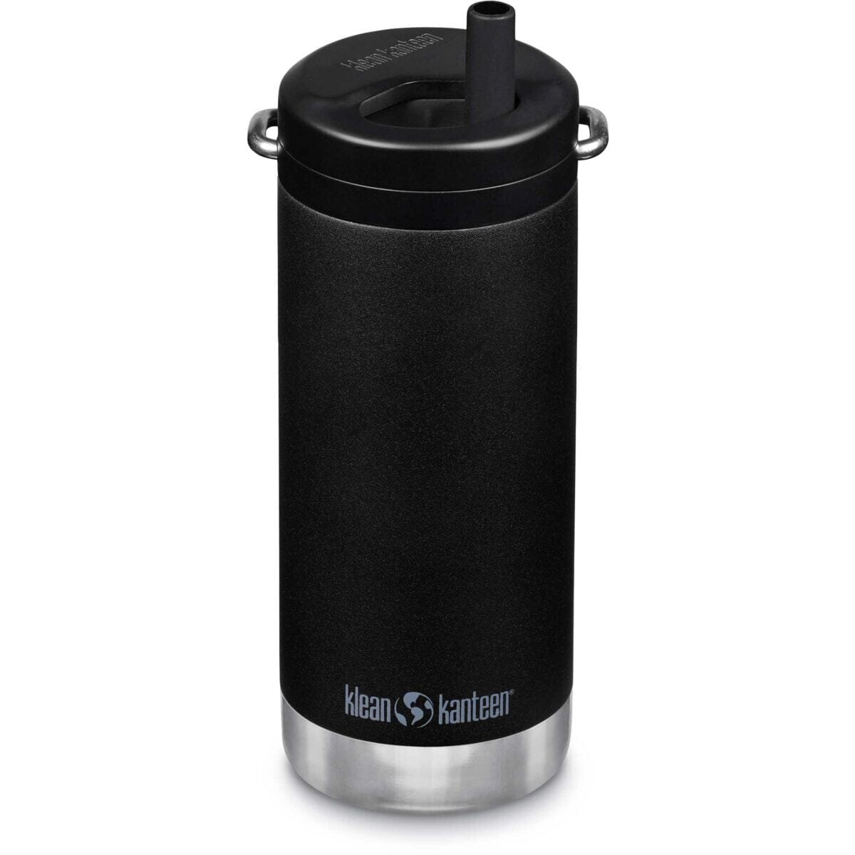 Klean Kanteen termokopp 355ml Twist Cap svart i rustfritt stål, sett fra siden med logo nederst