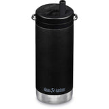 Klean Kanteen termokopp 355ml Twist Cap svart i rustfritt stål, sett fra siden med logo nederst