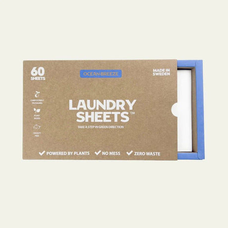 LAUNDRY SHEETS - VASKEMIDDEL I STRIPS (60 VASKE) - OCEAN BREEZE - Suztain.no 