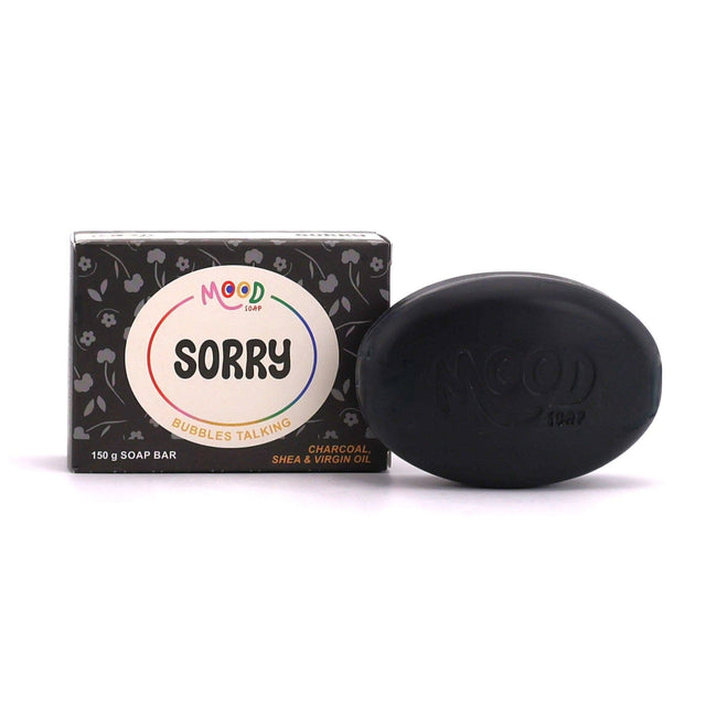 MoodSoap såpe - SORRY - Kull,  Shea & Virgin Oil - 150g - Suztain.no  Suztain.no