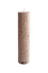 Kunstindustrien kubbelys 25 cm Hazelnut i olivenvoks, sett forfra med veken synlig på toppen