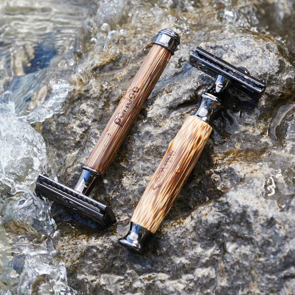 Pandoo Barberskraber Safety Razor - Bambus Med Smalt Skaft