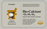 Pharma Nord Bio-Calcium+D3+K1+K2, forside av lysegrå eske med 60 tabletter