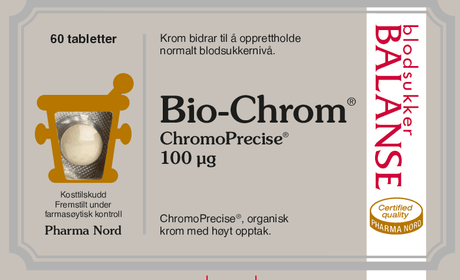 Pharma Nord Bio-Chrom ChromoPrecise 100 µg, forside av hvit eske med 60 tabletter