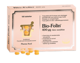 Pharma Nord Bio-Folin 400 µg, eske med 180 tabletter og gule tabletter foran