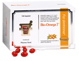 Pharma Nord Bio-Omega 7, eske med 150 kapsler og røde Omega-7-kapsler foran