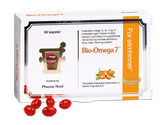 Pharma Nord Bio-Omega 7, eske med 60 kapsler og røde Omega-7-kapsler foran