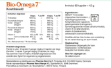 Pharma Nord Bio-Omega 7, bakside av esken med 60 kapsler og innholdsfortegnelse