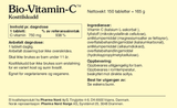 Pharma Nord Bio-Vitamin-C 750 mg, bakside av esken med 150 tabletter og innholdsfortegnelse