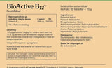 Pharma Nord BioActive B12, bakside av esken med 60 tyggetabletter, næringsinnhold og ingredienser