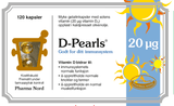 Pharma Nord D-Pearls 20 µg, forside av blå eske med 120 kapsler