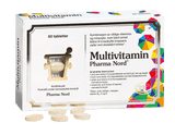 Pharma Nord Multivitamin, eske med 60 tabletter og lysebrune tabletter foran