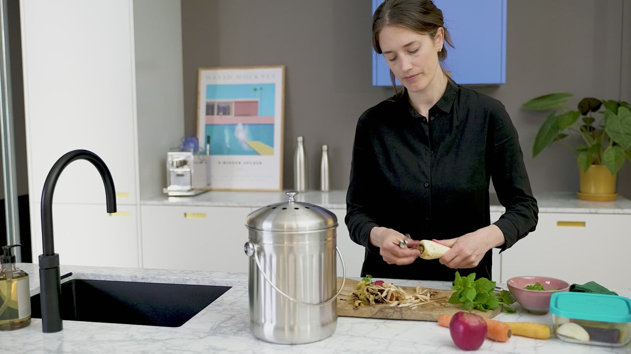 Video av Pulito kompostspann i rustfritt stål