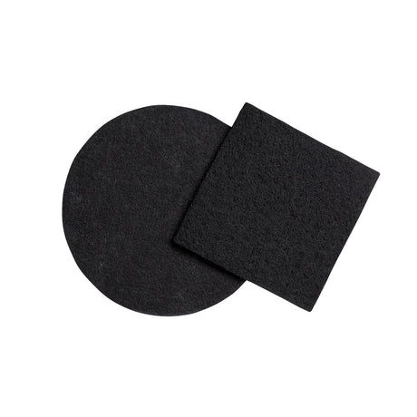 Pulito kompostfilter i sort karbon sett ovenfra, med en rund og en firkantet variant side ved side