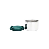 Pulito Pure Dip Box 50 ml med mørkegrønt lokk i rustfritt stål, sett fra siden på hvit bakgrunn