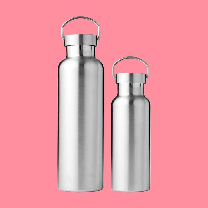 Pulito PureThermoBottle Classic Termos i to størrelser, sølv i rustfritt stål, side ved side