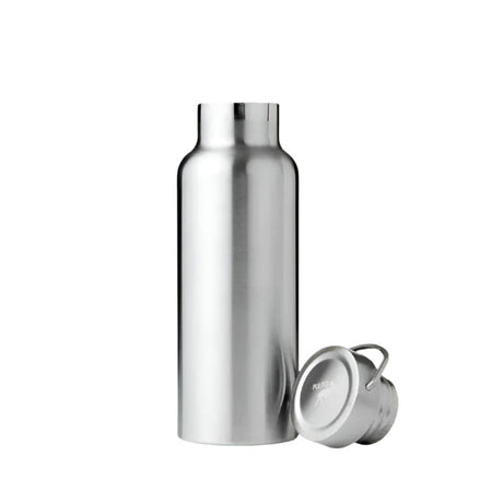 Pulito PureThermoBottle Classic Termos 750 ml sølv i rustfritt stål med lokket liggende ved siden av